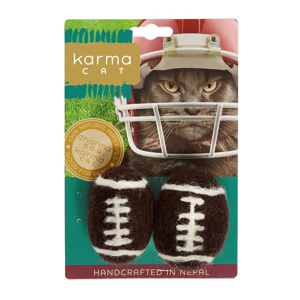 Dharma Dog Karma Cat Football Wool Cat Toy Toy, 2-pk