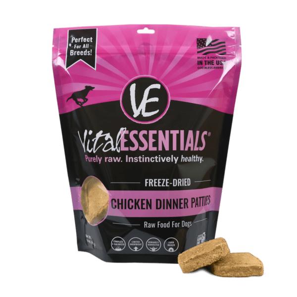 Vital Essentials Chicken Dinner Patties Freeze-Dried Dog Food, 14-oz (**)