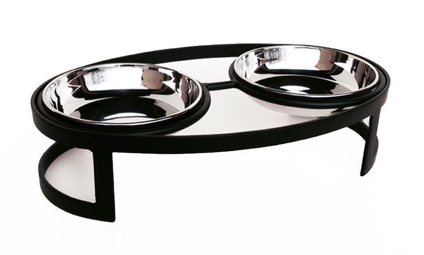 Pets Stop Raindrop Cat Double Diner, Black, X-Small