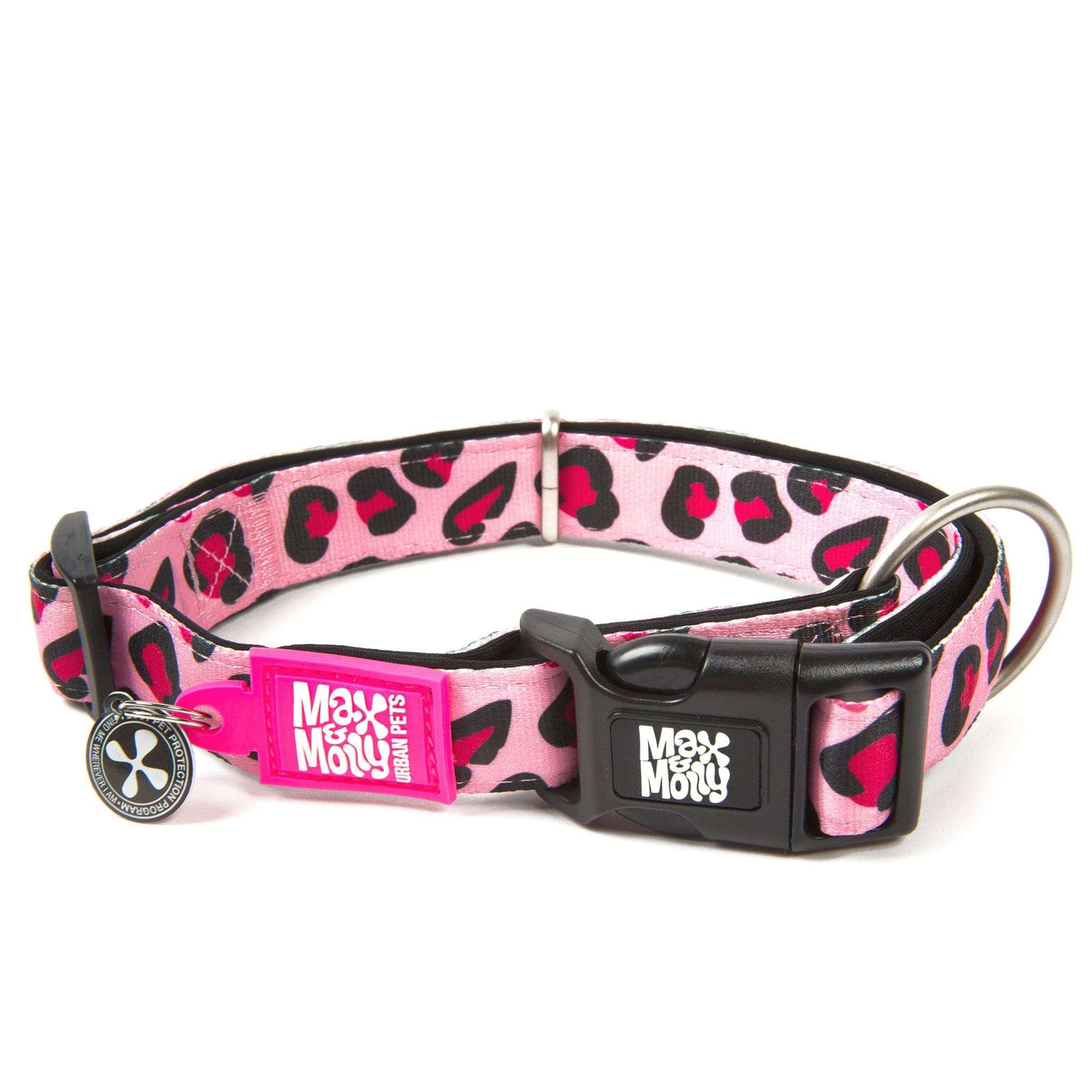 Max & Molly Smart ID Dog Collar, Leopard Pink, Small
