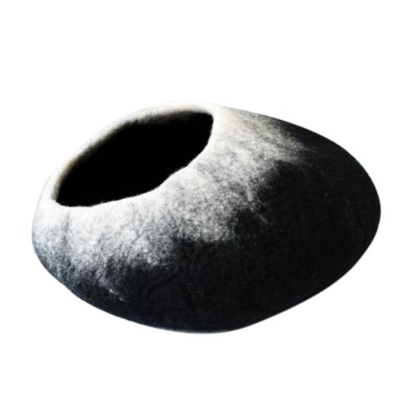 Dharma Dog Karma Cat Ombre Cave Wool Pet Bed, Black/White