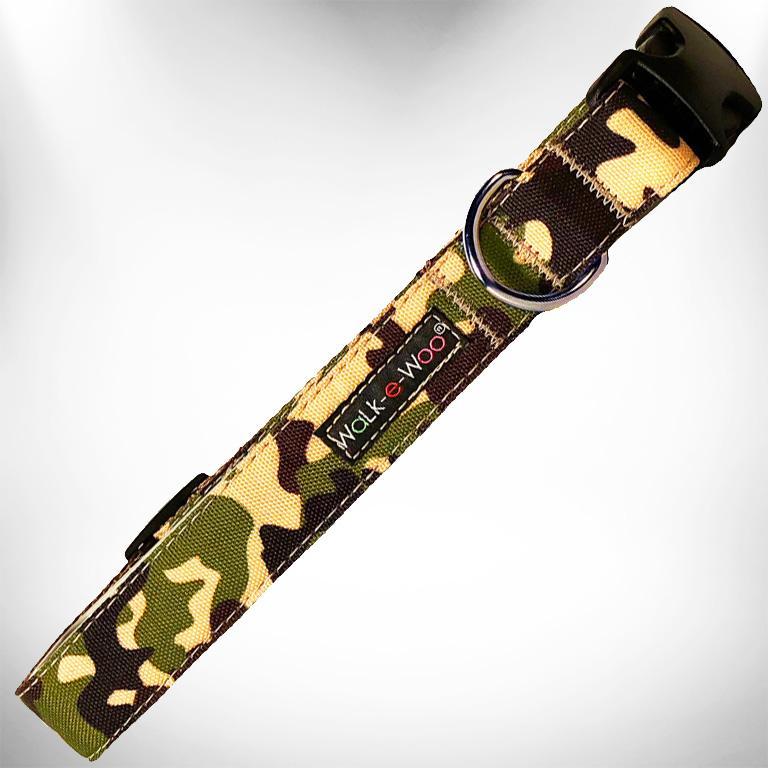 WaLk-e-Woo Dog Collar, Camo on Brown, X-Large
