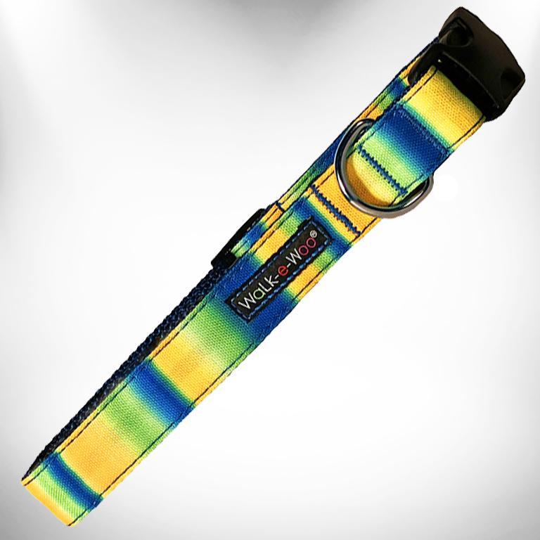 WaLk-e-Woo Dog Collar, Tie Dye Blue/Green