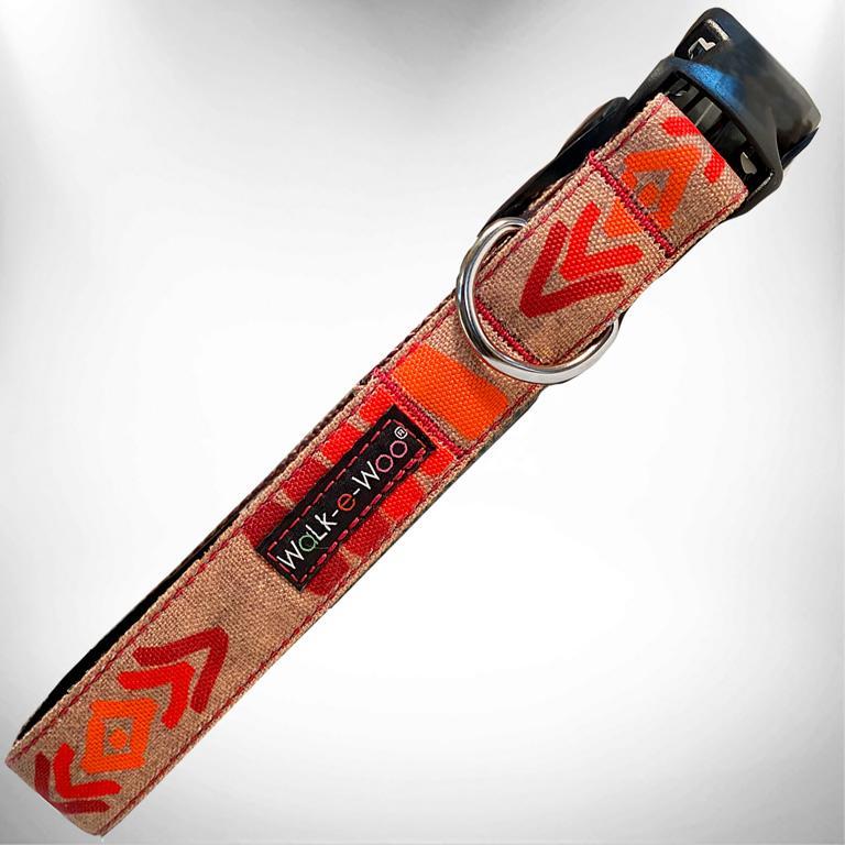 WaLk-e-Woo Dog Collar, Tribal Red, X-Small