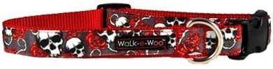 WaLk-e-Woo Dog Collar, Skulls n' Roses, Small