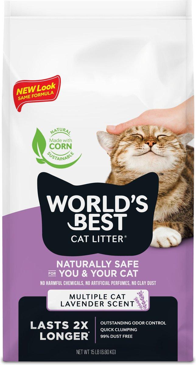 World's Best Multiple Cat Lavender Scented Clumping Cat Litter, 15-lb