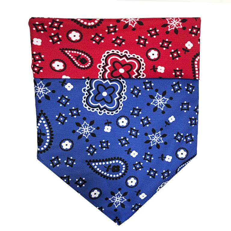 WaLk-e-Woo Dog Bandana, Red/Blue, Small