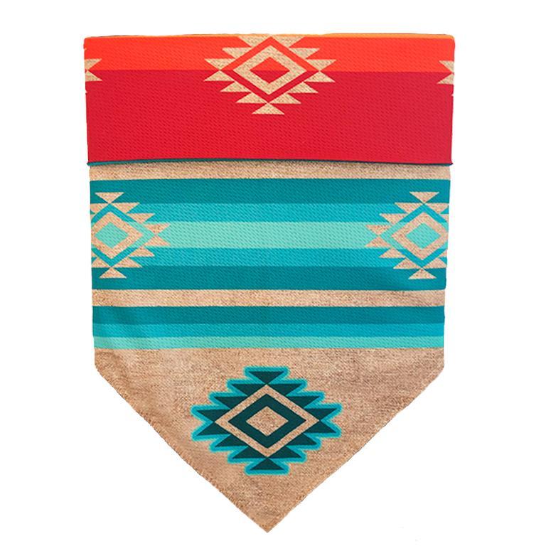 WaLk-e-Woo Dog Bandana, Turquoise Sky/Sky Fire, Large