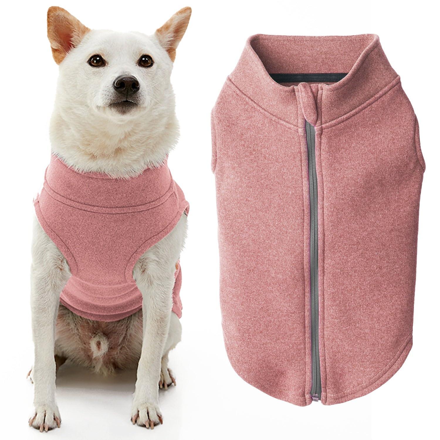 Gooby Zip Up Microfiber Fleece Dog Vest, Pink, Small