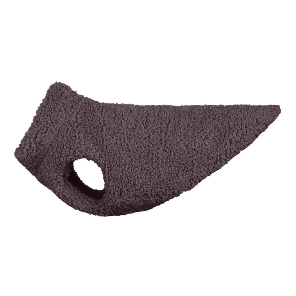 Gooby Zip Up Sherpa Dog Vest, Warm Gray, Small