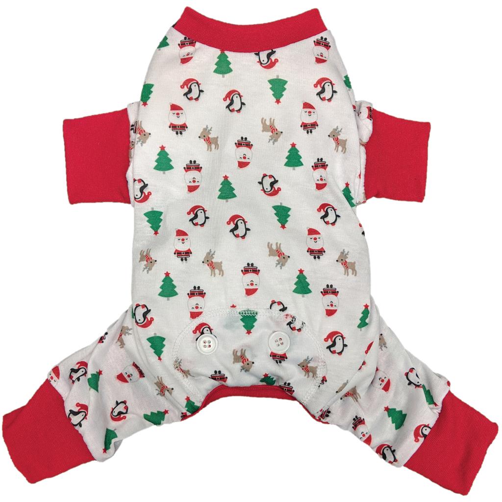 Ethical Fashion Pet Holiday Jingle Jam Dog Pajamas, White, Large