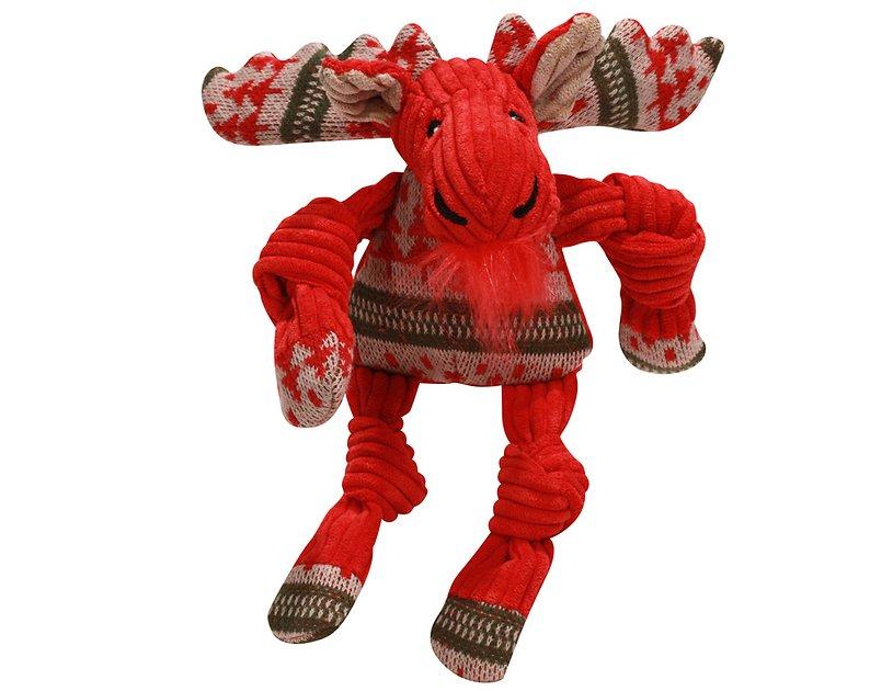 HuggleHounds Holiday Knottie Moose Dog Toy, Nordic, Large