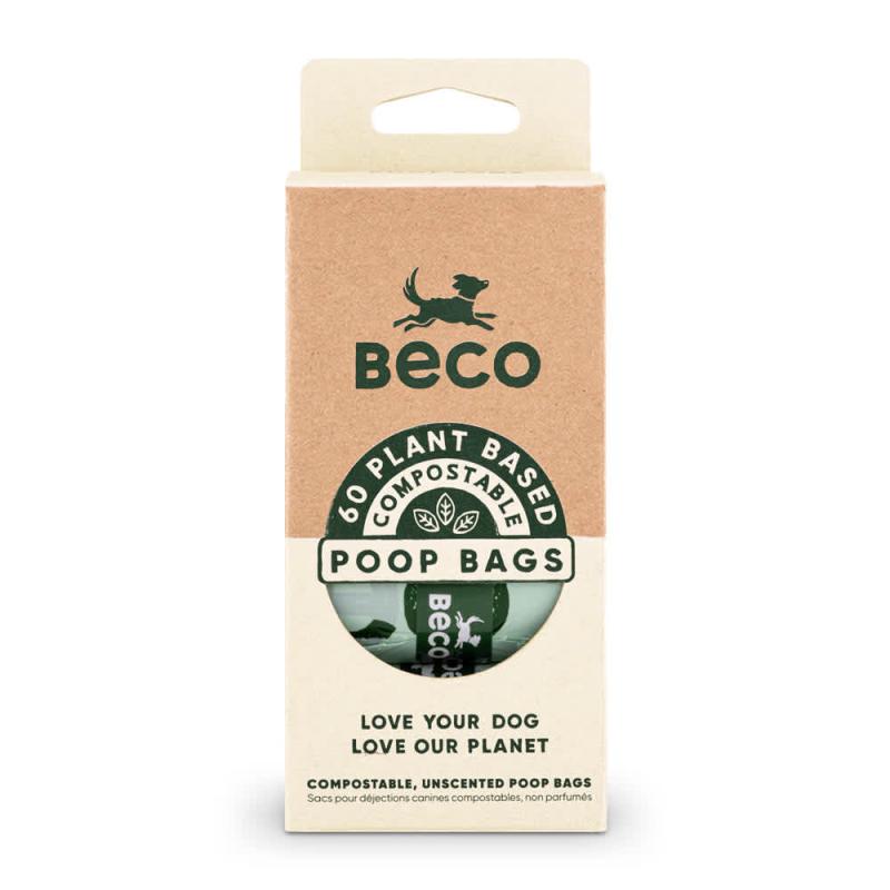 Beco Compostable Unscented Dog Poop Bags, 60-count