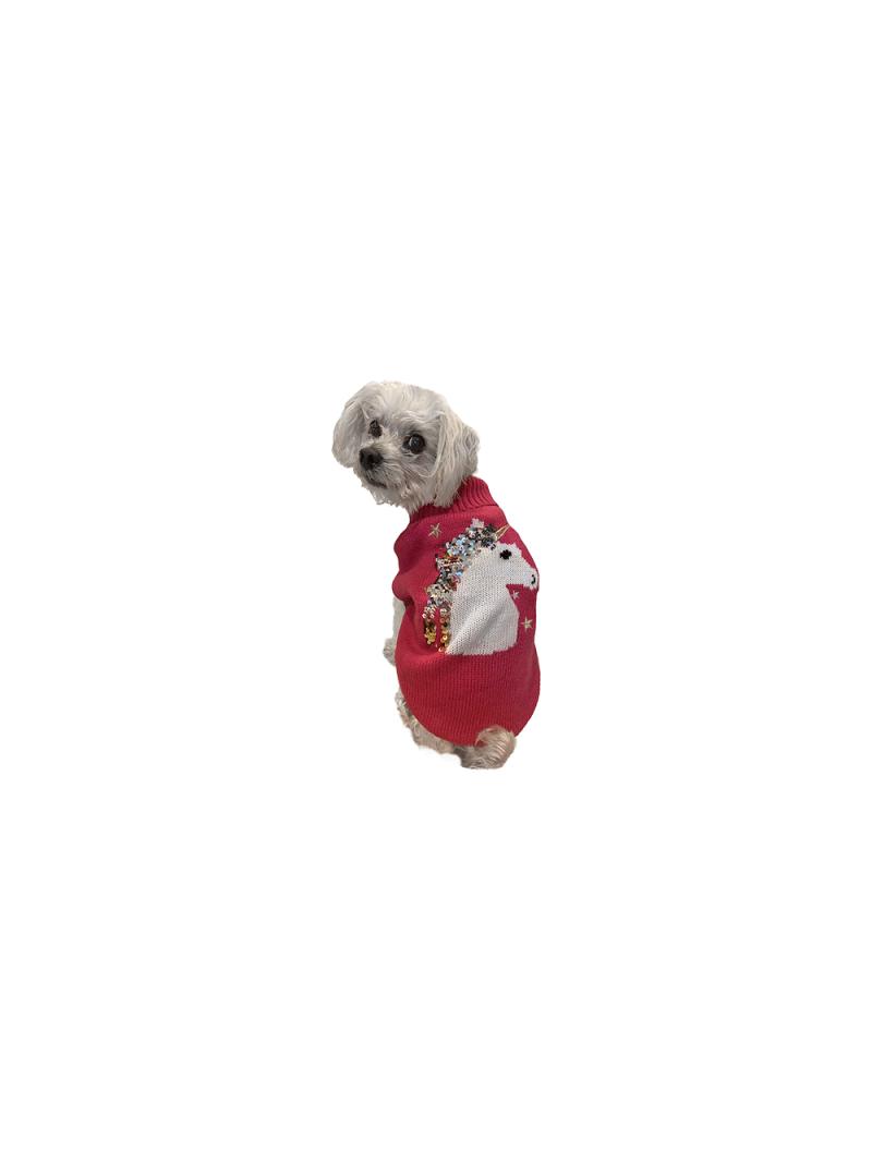 Ethical Fashion Pet Unicorn Sequin Pet Sweater, Fuchsia