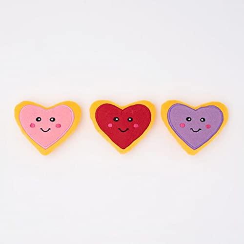 ZippyPaws Valentine's Miniz Heart Cookies Dog Toy, 3-pack