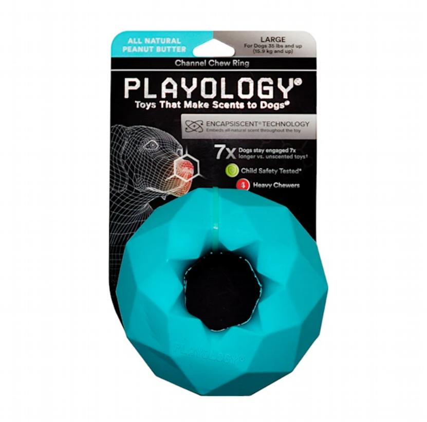 Playology All Natural Peanut Butter Scented Channel Chew Ring Dog Toy