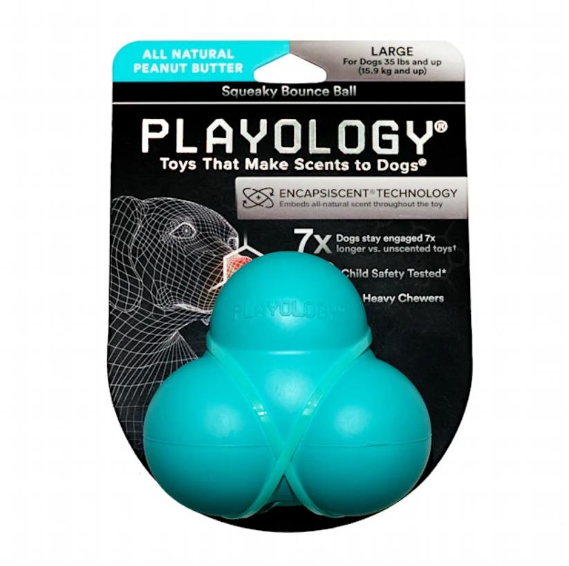 Playology All Natural Peanut Butter Scented Squeaky Bounce Ball Dog Toy