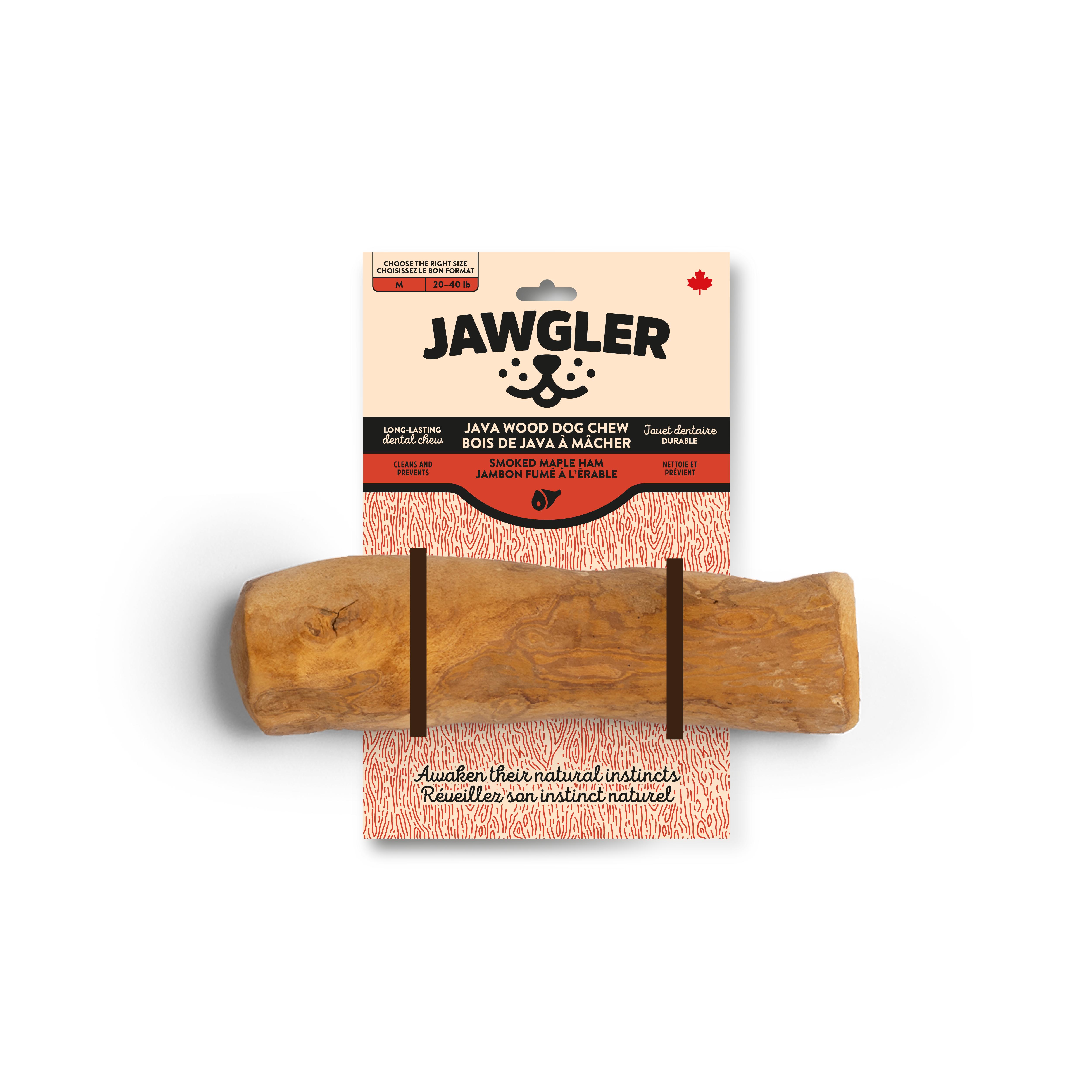 Jawgler Java Wood Smoked Maple Ham Chew Dog Toy, Medium