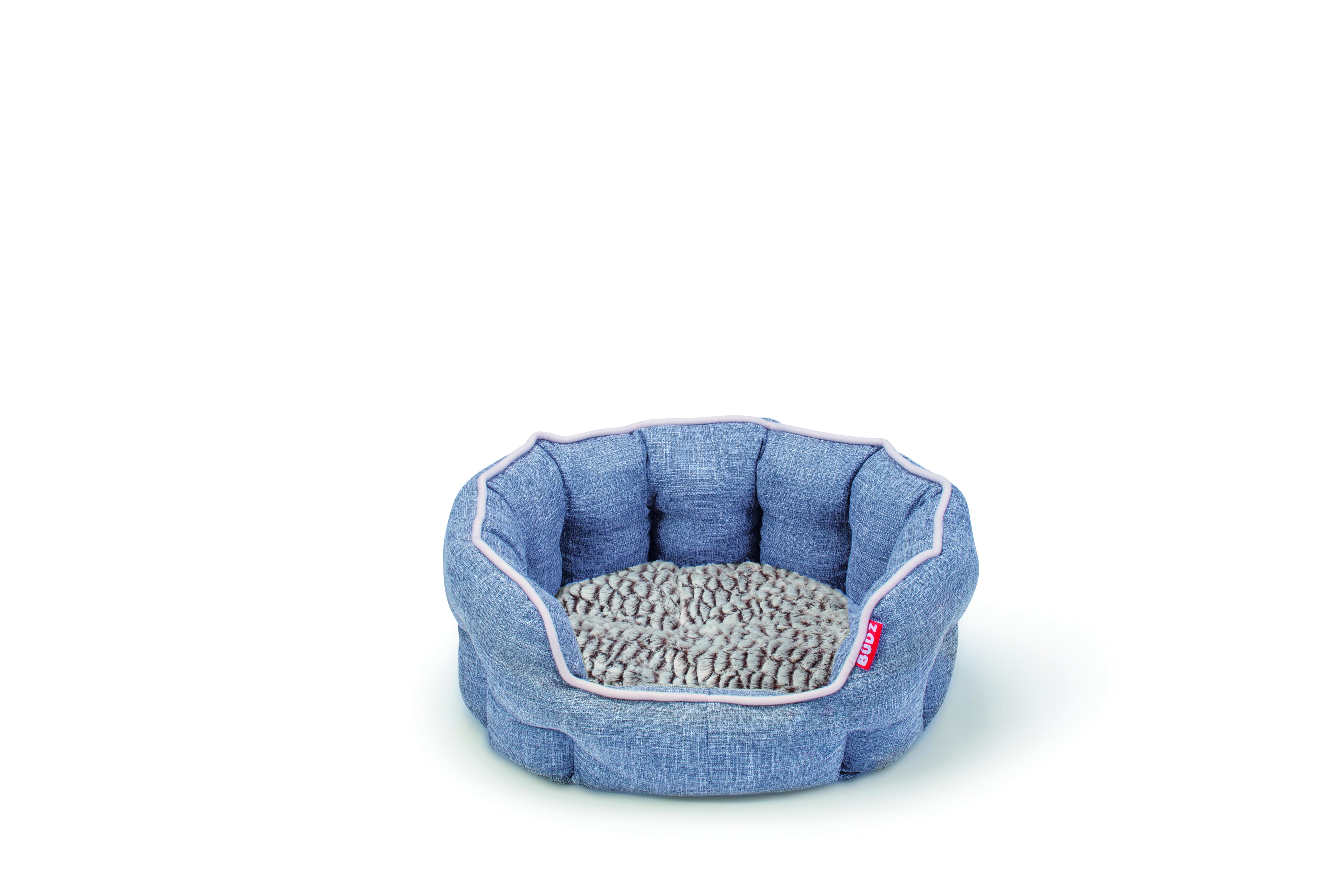 Bud'z Deluxe Round Cuddler Pet Bed, Blue, Small, Small