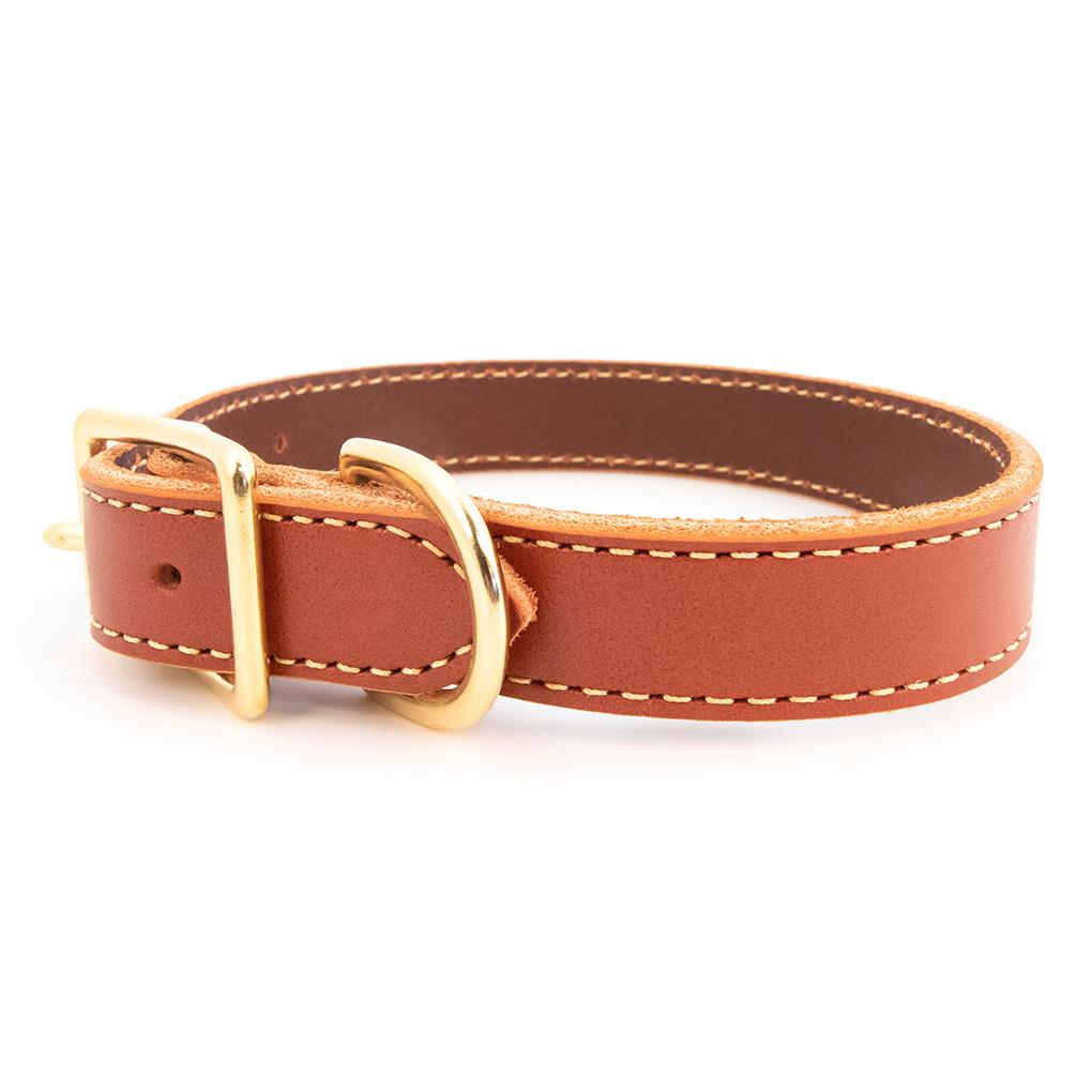 Auburn Leathercrafters Lake Country Stitched Dog Collar, Tan, 1-in x 18-in