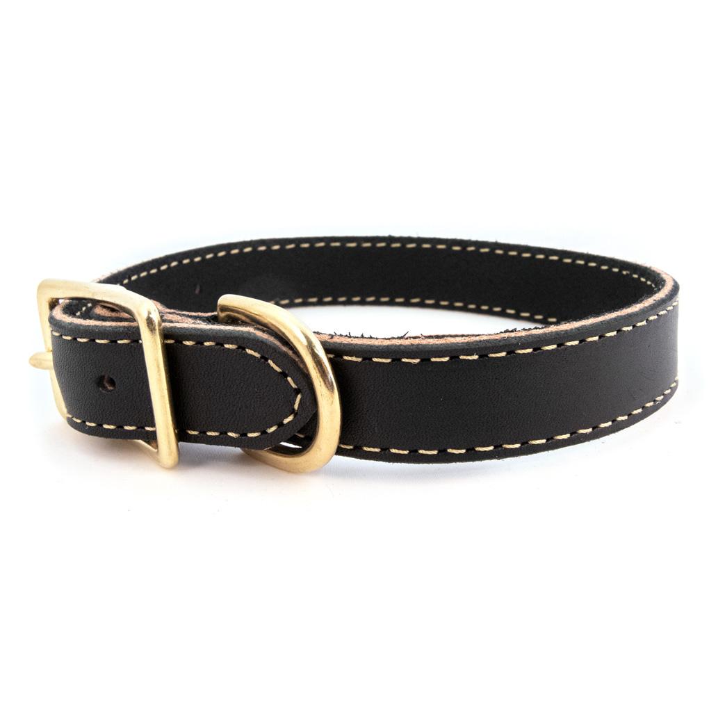 Auburn Leathercrafters Lake Country Stitched Dog Collar, Black, 1-in x 20-in