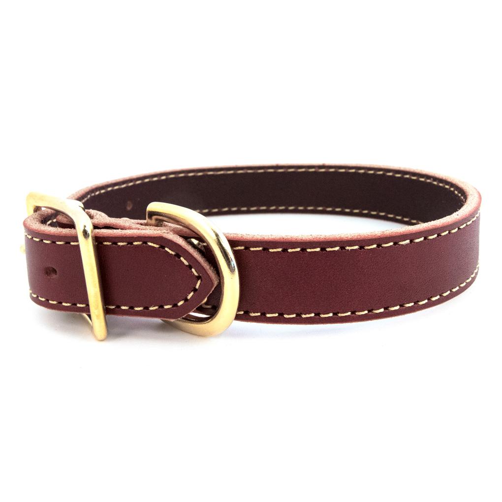 Auburn Leathercrafters Lake Country Stitched Dog Collar, Burgundy, 5/8-in x 12-in