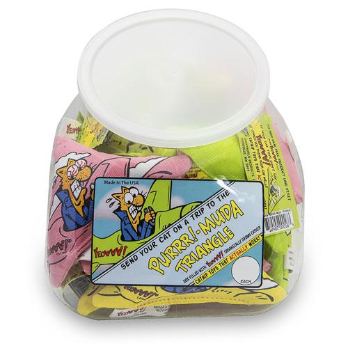 Yeowww! Jug of Purrr!-Muda Triangles Catnip Cat Toy, Assorted Colors, 18-count