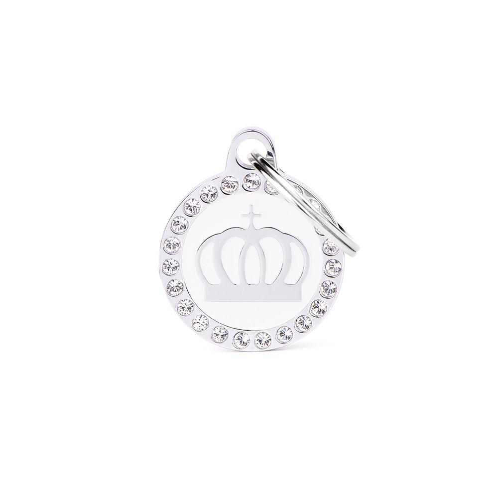 MyFamily Glam Crown Pet ID Tag, White, Small