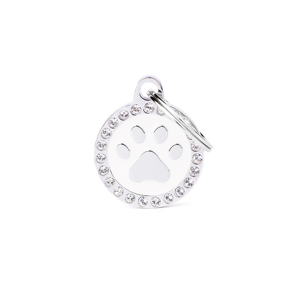 MyFamily Glam Paw Pet ID Tag, White, Small