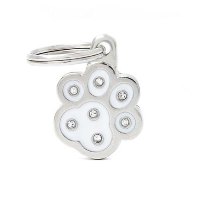 MyFamily Paw Strass Pet ID Tag, White