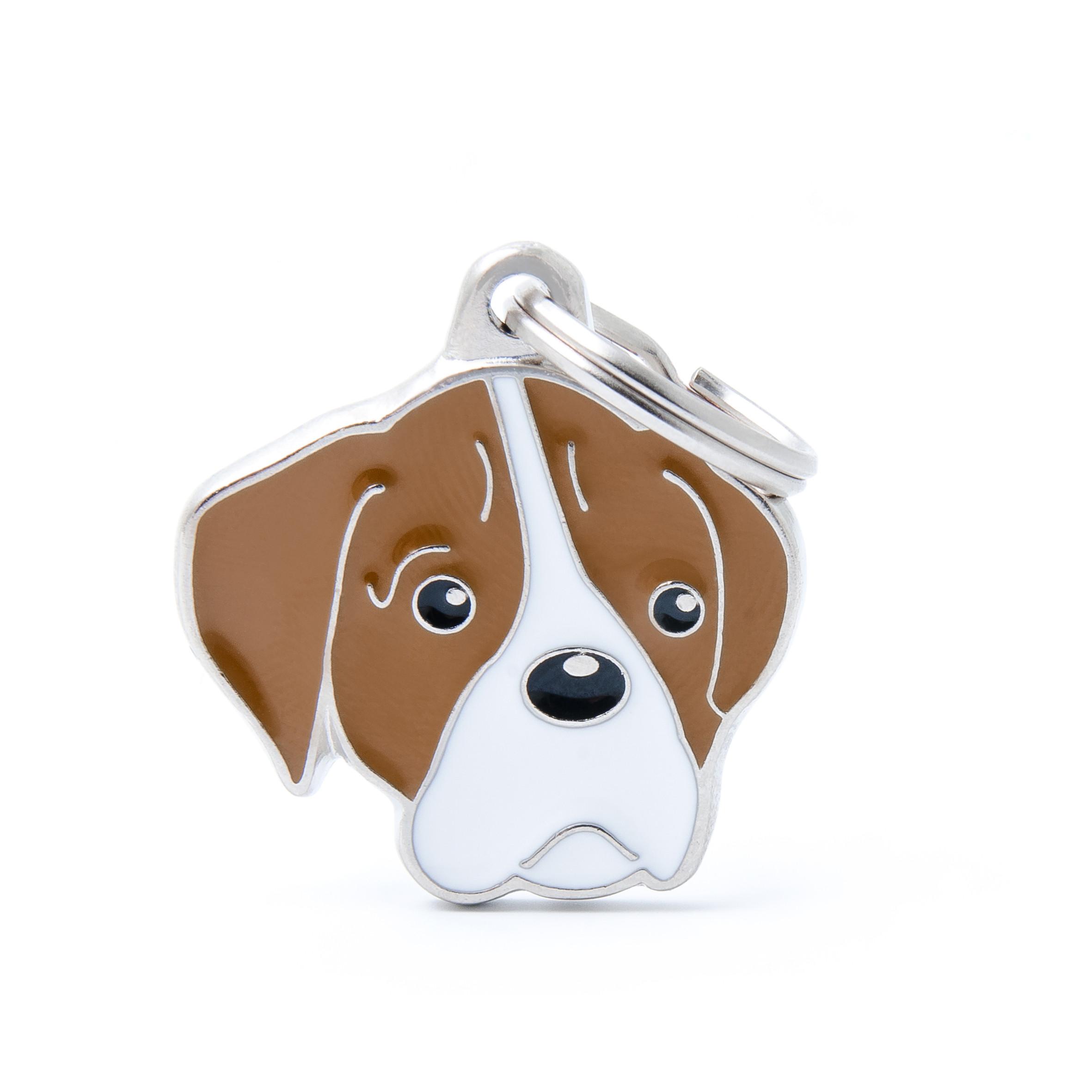MyFamily Friends Boxer Pet ID Tag, White/Brown, Medium