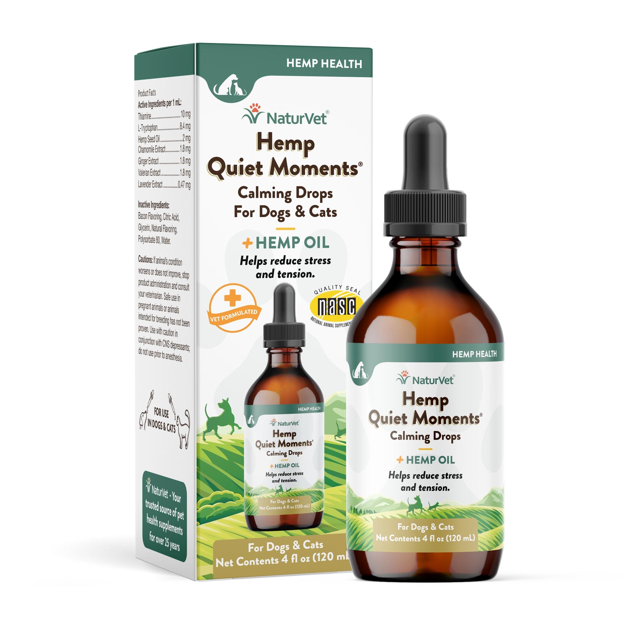 NaturVet Quiet Moments Calming Drops Alternative Supplement for Dogs & Cats, 4-oz