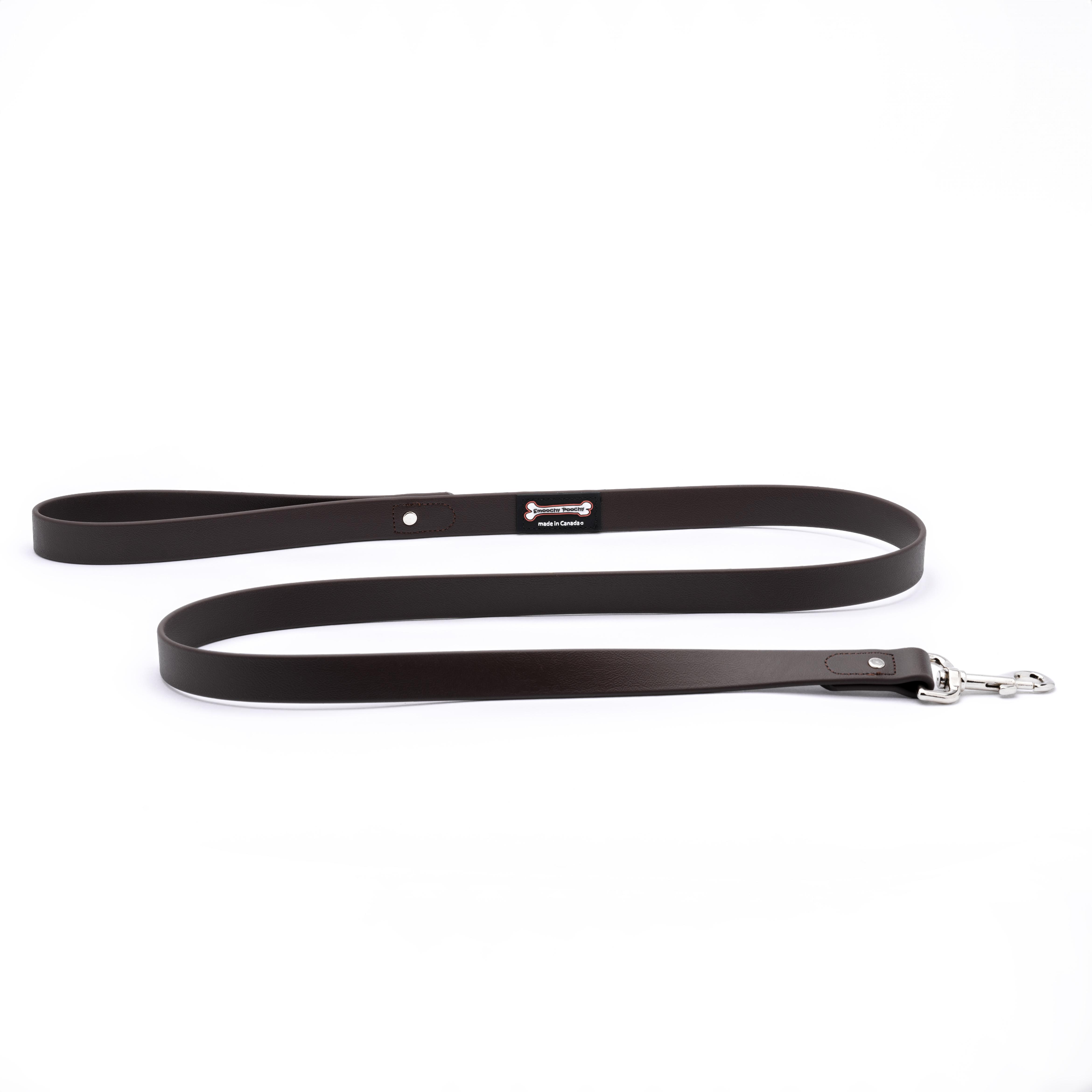 Smoochy Poochy Polyvinyl Waterproof Regular Style Dog Leash, Brown, 5/8-in x 5-ft