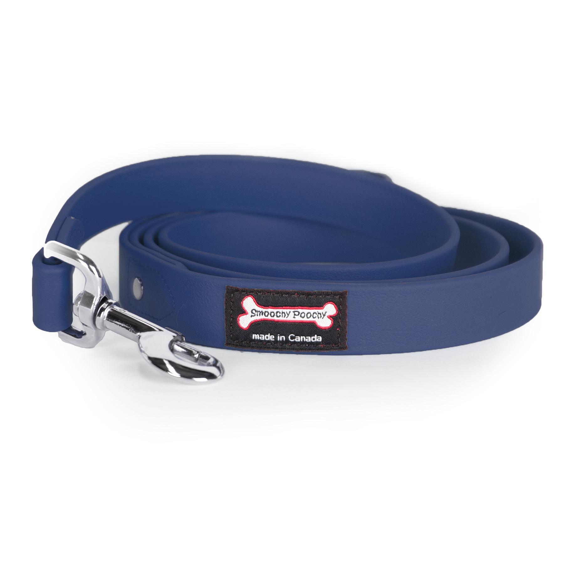 Smoochy Poochy Polyvinyl Waterproof Regular Style Dog Leash, Navy, 5/8-in x 5-ft