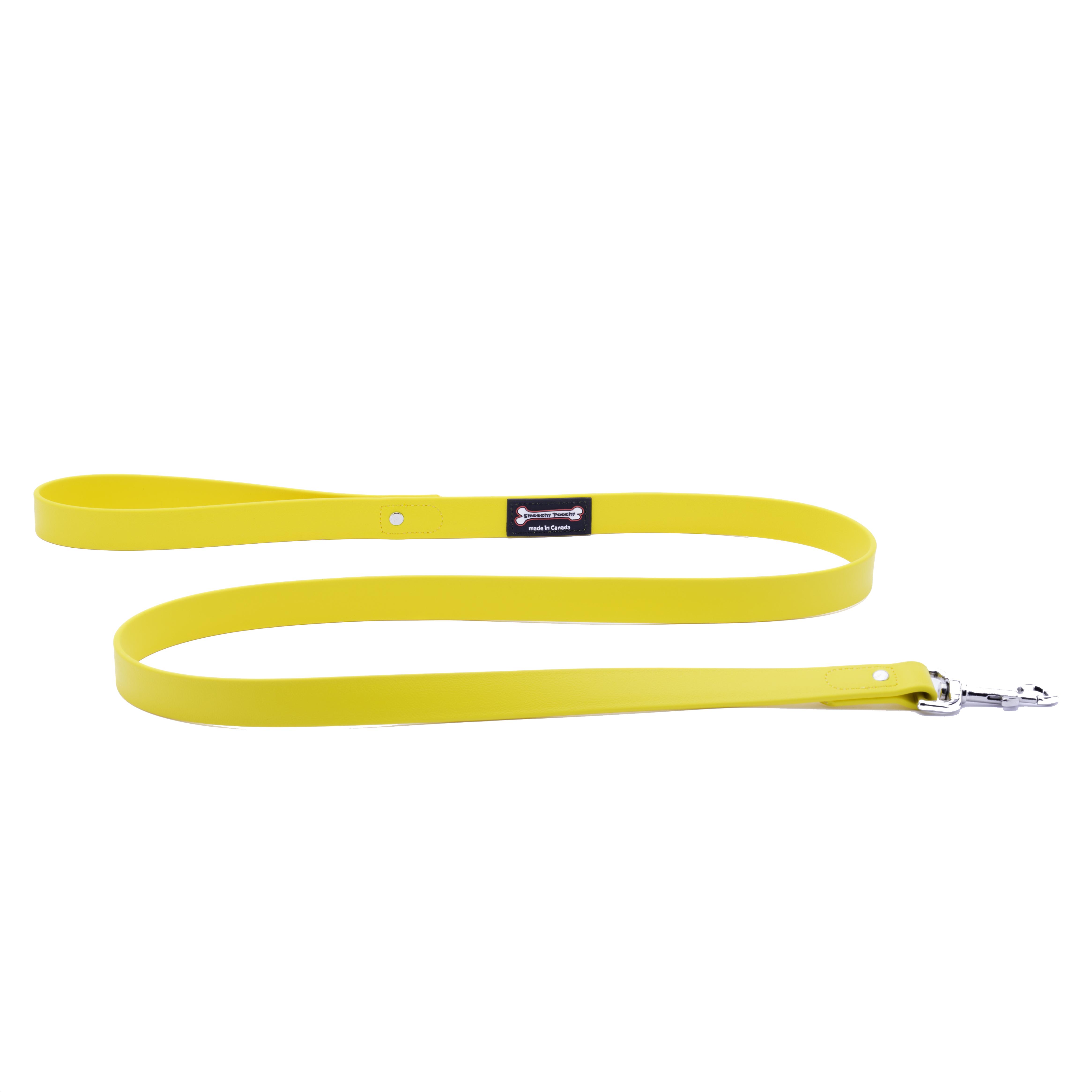Smoochy Poochy Polyvinyl Waterproof Regular Style Dog Leash, Yellow, 5/8-in x 5-ft