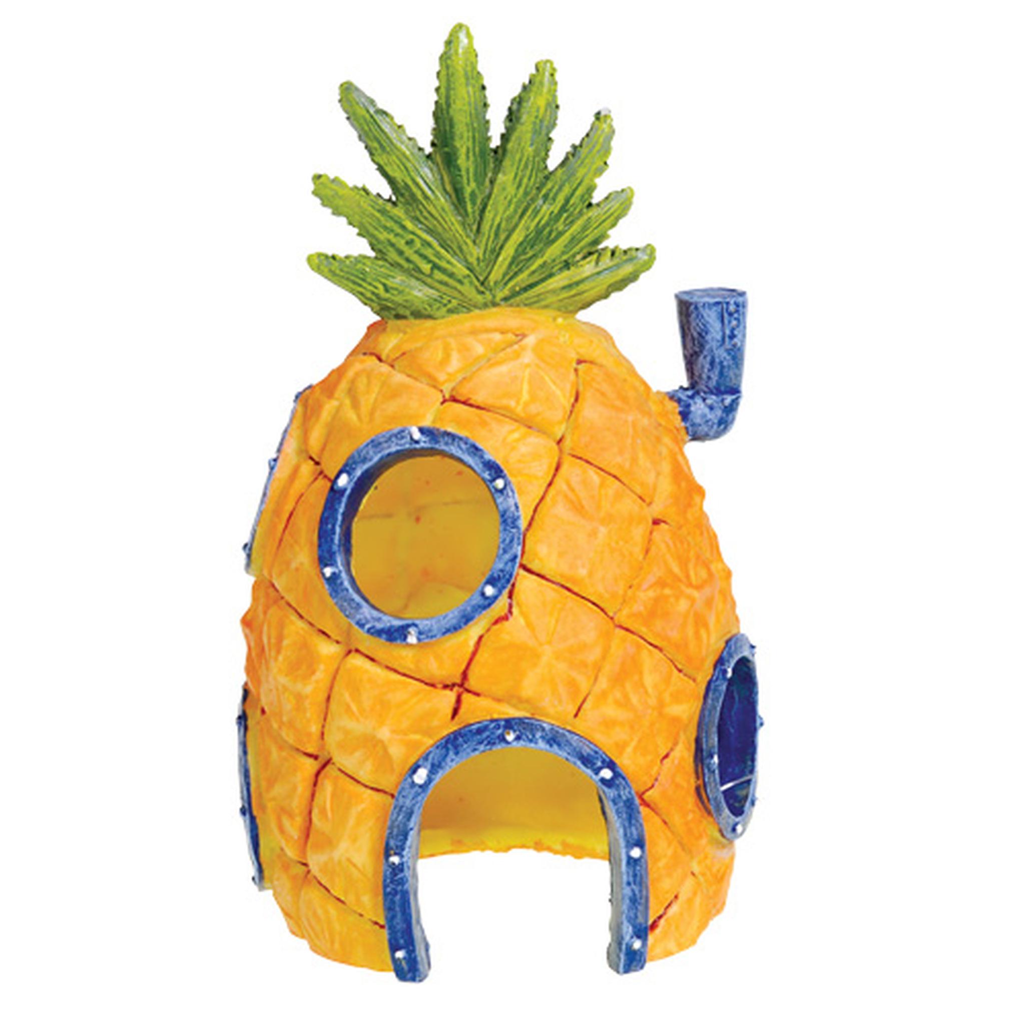 Penn-Plax SpongeBob SquarePants Pineapple Home with Swim Through Aquarium Ornament, 8-in