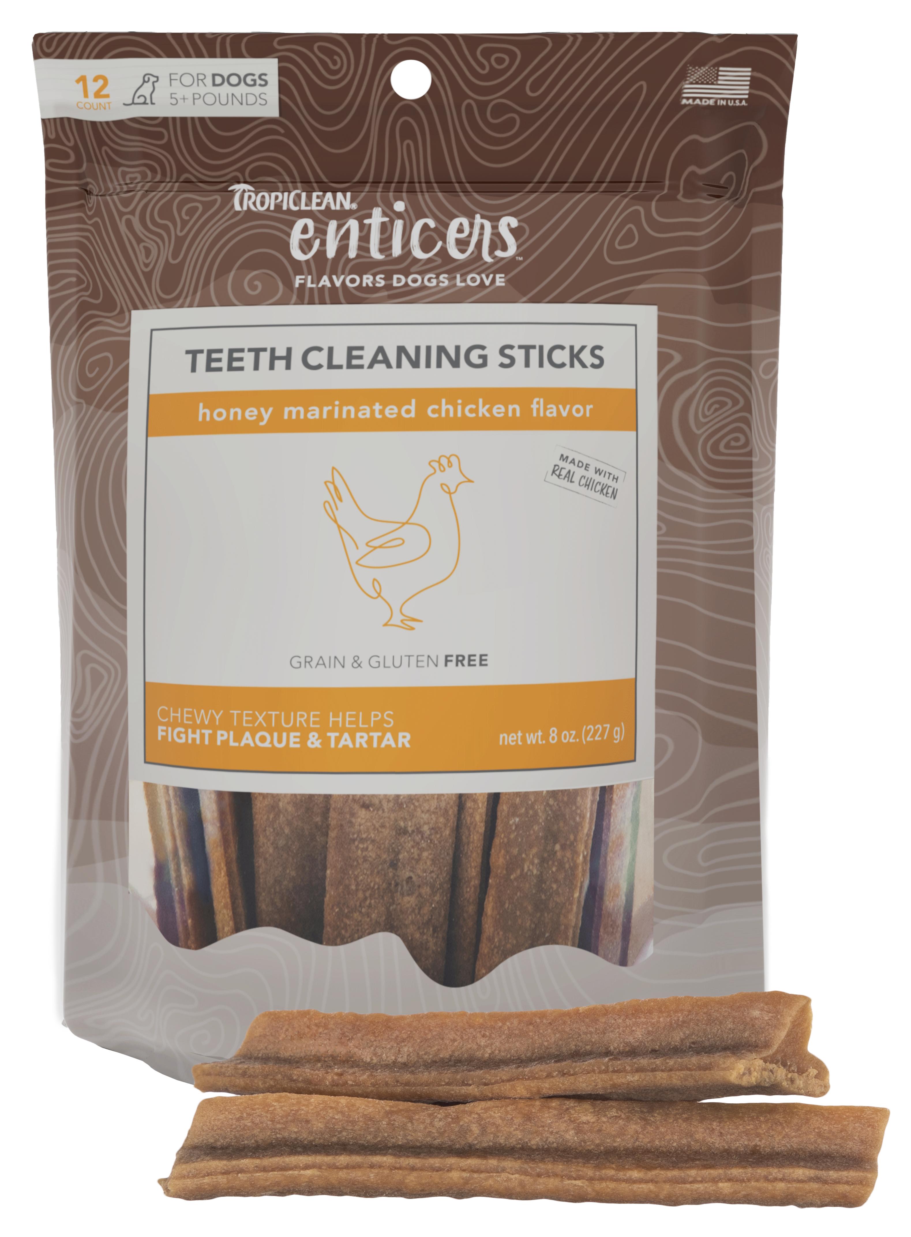 Tropiclean Enticers Honey Marinated Chicken Teeth Cleaning Sticks for Dogs