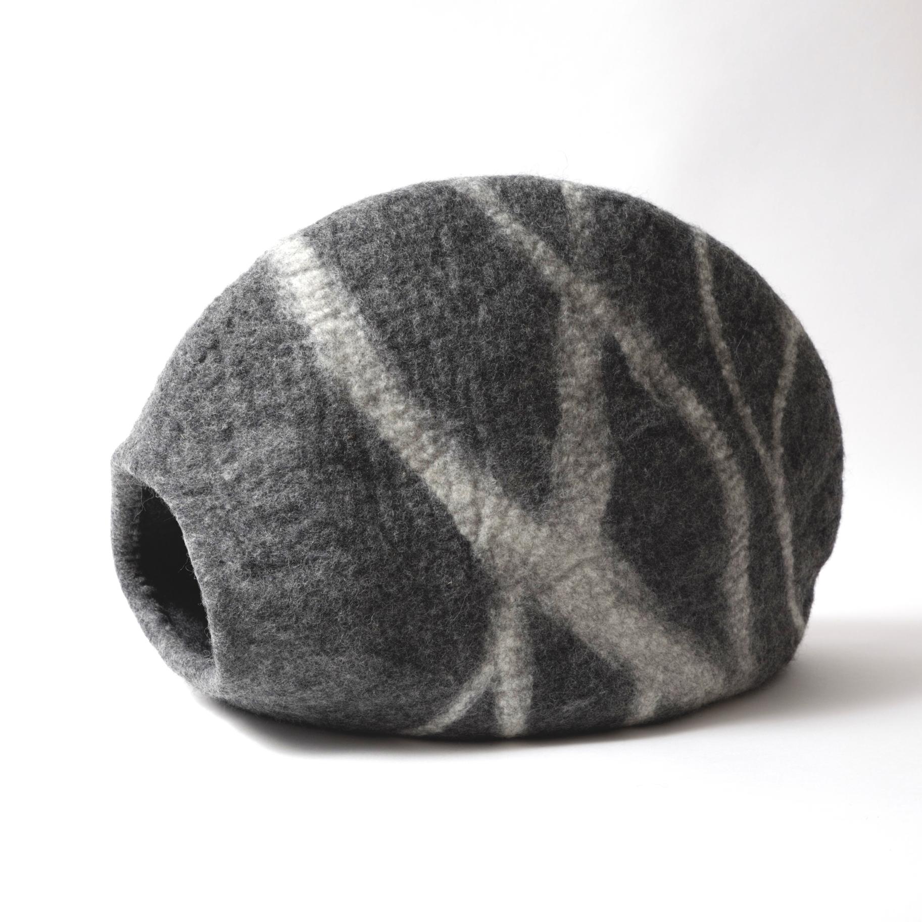 Dharma Dog Karma Cat River Stone Ombre Wool Pet Cave, Dark Grey
