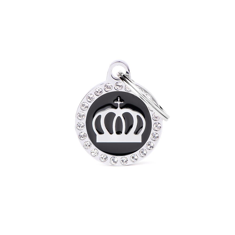 MyFamily Glam Crown Pet ID Tag, Black, Small
