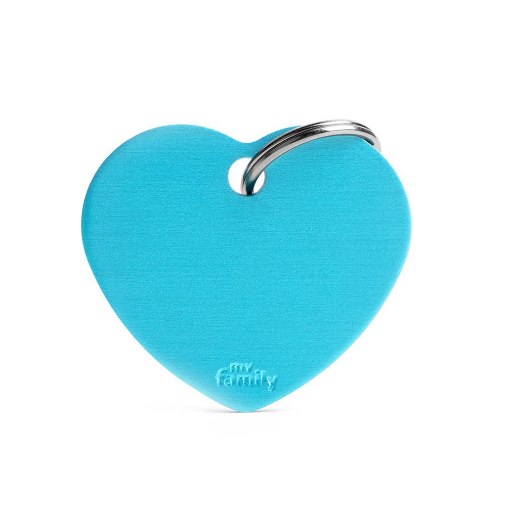 MyFamily Basic Aluminum Heart Pet ID Tag, Light Blue, Big