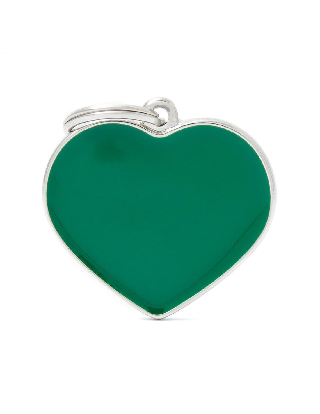 MyFamily Heart Pet ID Tag, Green, Big