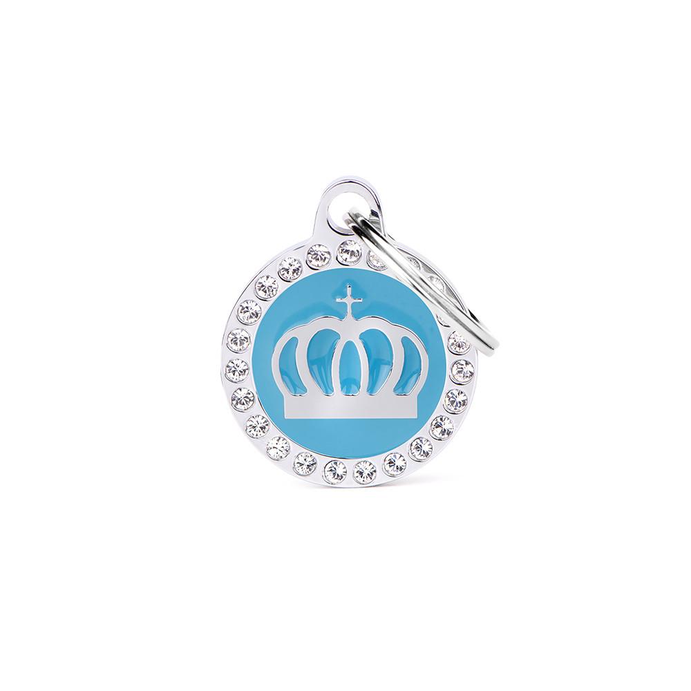 MyFamily Glam Crown Pet ID Tag, Light Blue, Small (Size: Small)