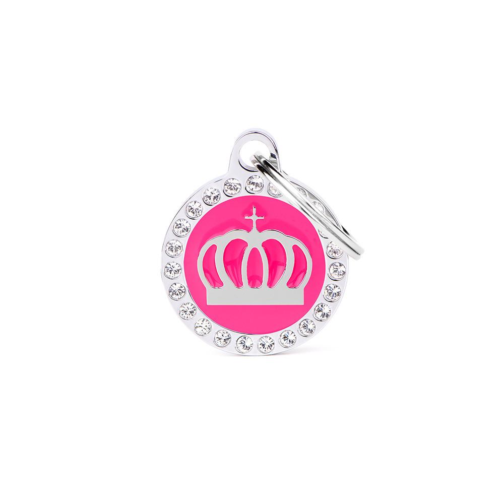 MyFamily Glam Crown Pet ID Tag, Pink, Small