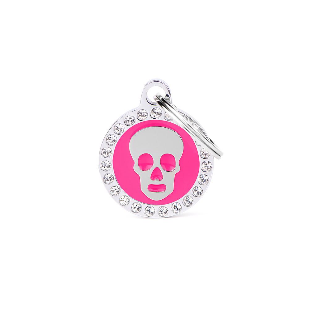 MyFamily Glam Skull Pet ID Tag, Pink, Small