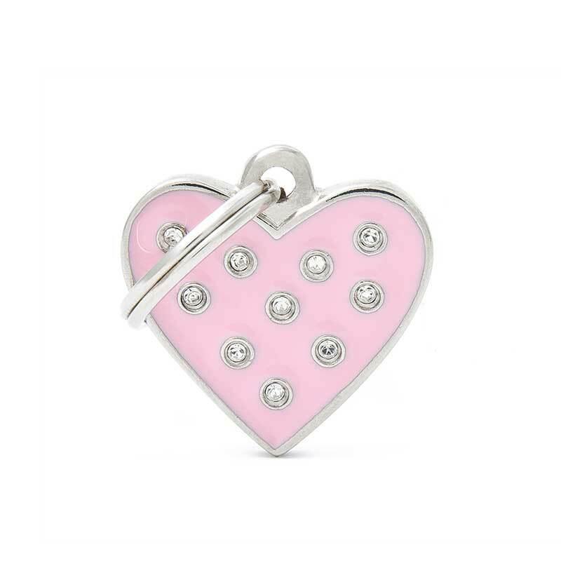 MyFamily Heart Strass Pet ID Tag, Pink