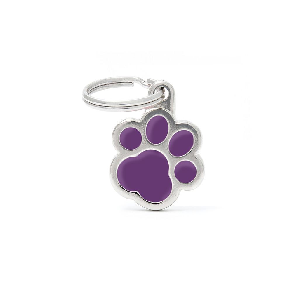 MyFamily Classic Paw Pet ID Tag, Purple, Medium