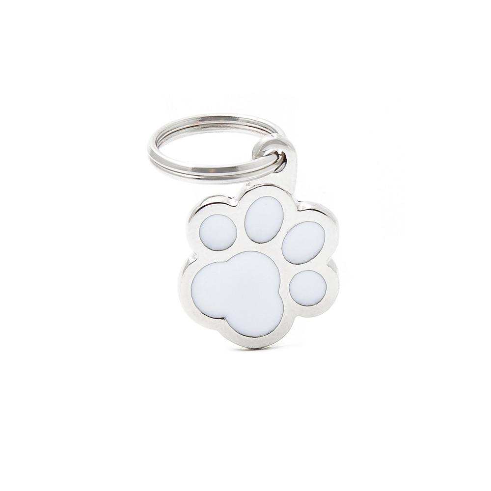 MyFamily Classic Pawprint Pet ID Tag, White, Medium