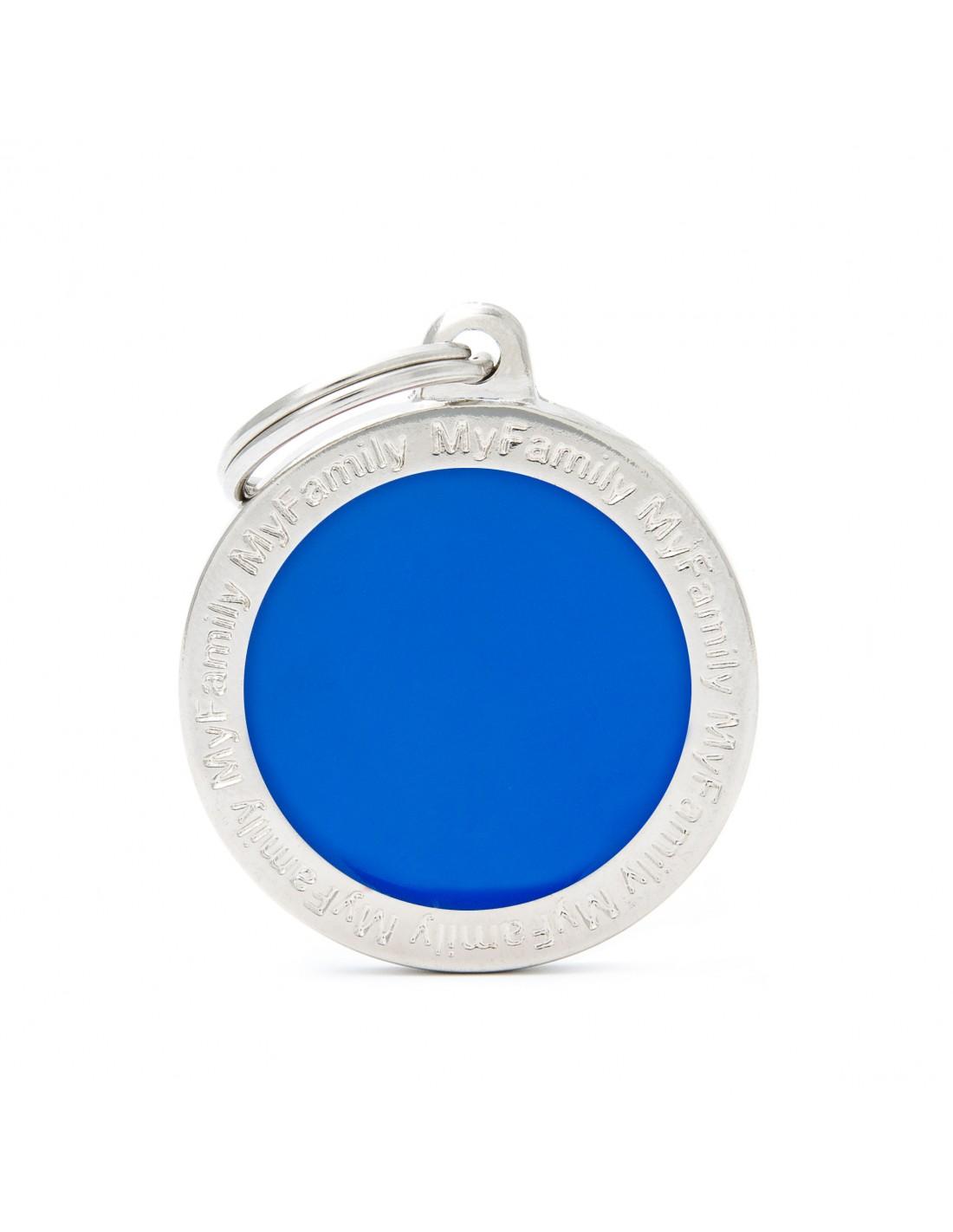 MyFamily Classic Circle Pet ID Tag, Blue, Big
