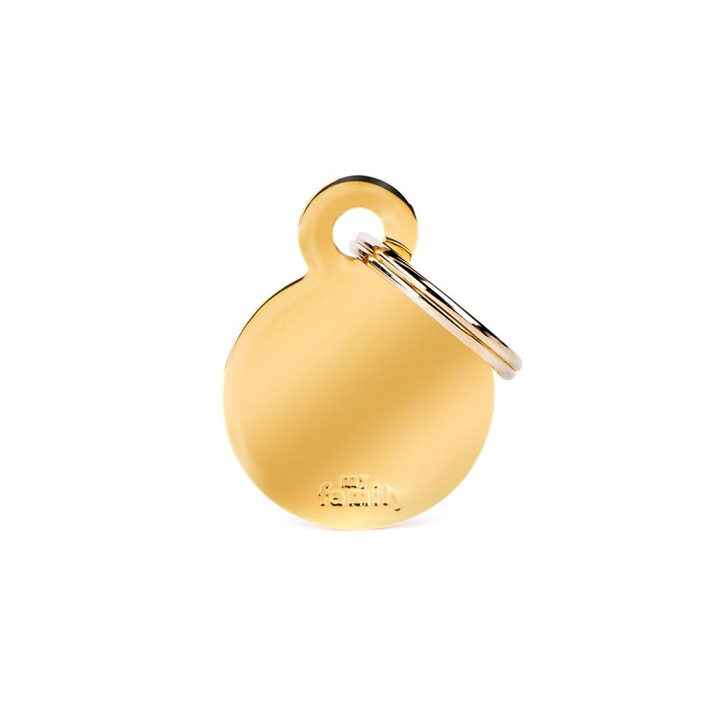 MyFamily Basic Gold Circle Golden Brass Pet ID Tag, Small