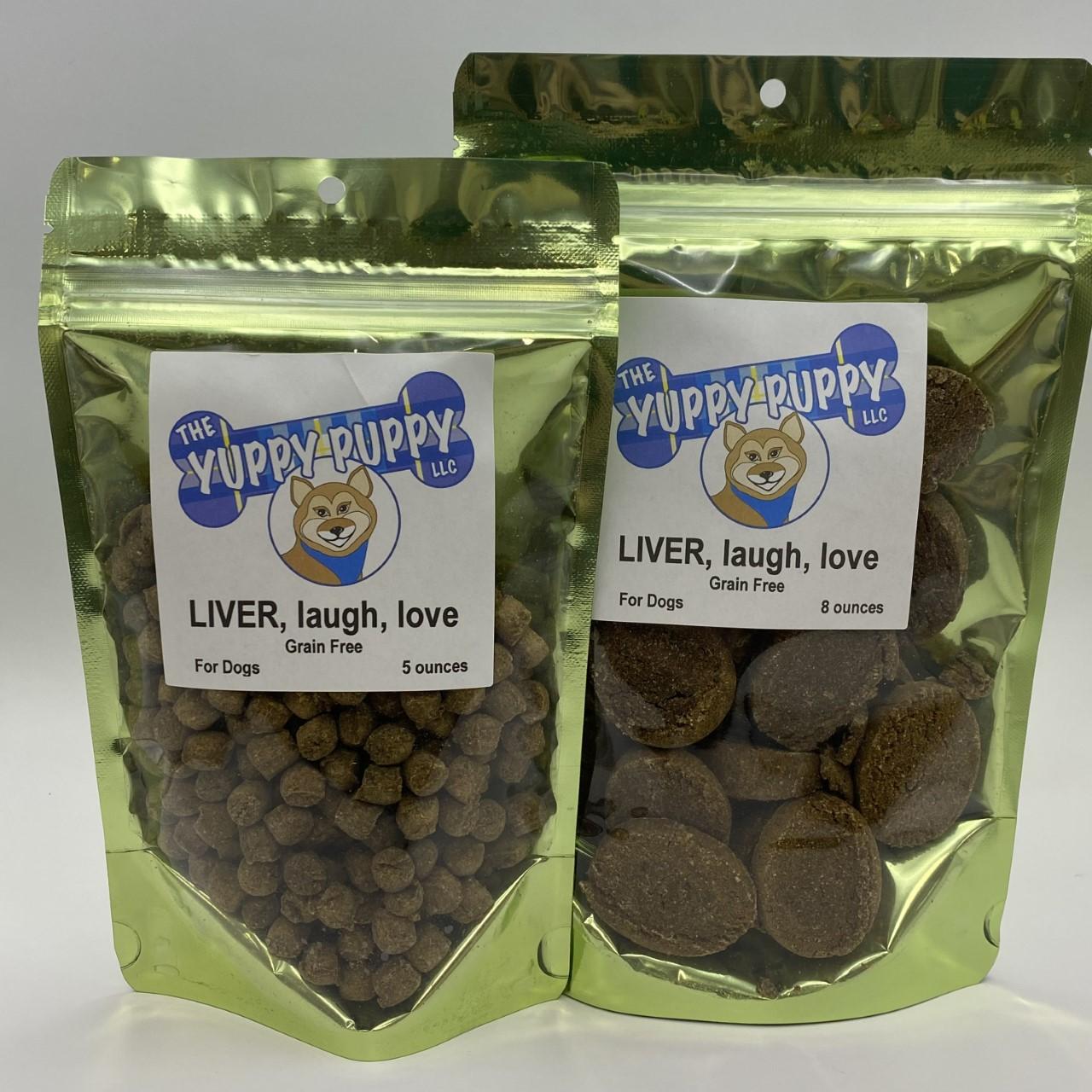 The Yuppy Puppy Paws Gourmet LIVER, Laugh, Love Grain-Free Dog Treats, 8-oz